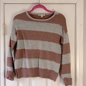 Blush and grey striped sweater